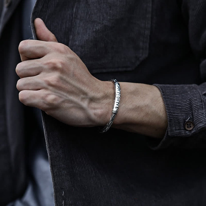 Pulsera de equilibrio de cobre con patrón trenzado trenzado estilo vikingo con Buddha Stones