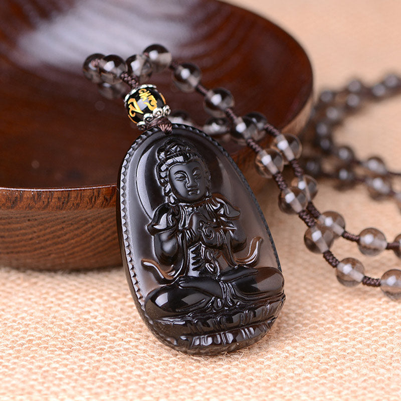 Collar de protección de obsidiana del zodíaco chino