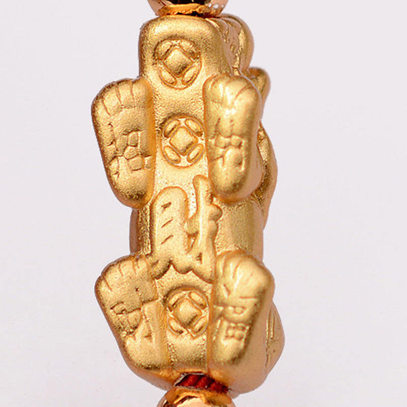 Pulsera de hilo rojo de la suerte PiXiu chapada en oro de 24 quilates con Buddha Stones