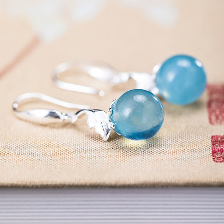 Collar con pendientes de plata de ley 925 con Buddha Stones , aguamarina natural, hoja, flor, paz - image 6