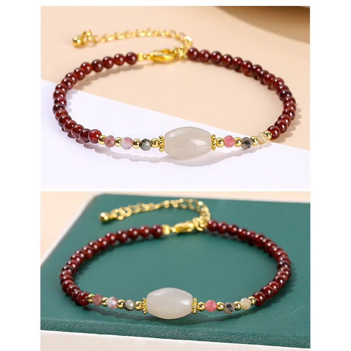 Pulsera Pasión con Cuentas de Turmalina y Jade Granate con Buddha Stones