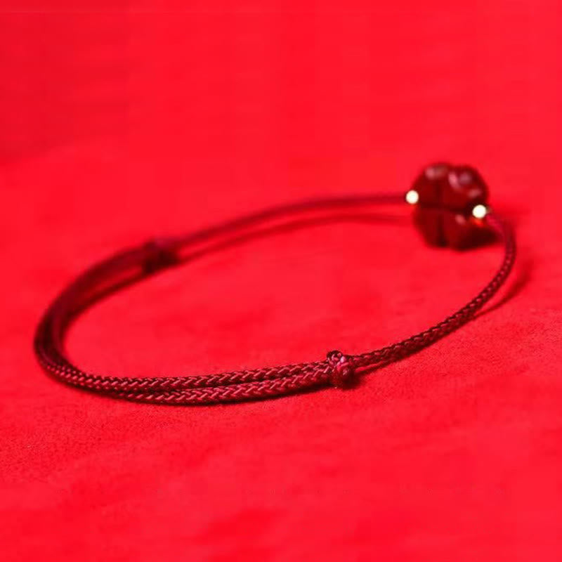 Pulsera tobillera con Buddha Stones, cinabrio Natural, trébol de cuatro hojas, bendición, hilo rojo