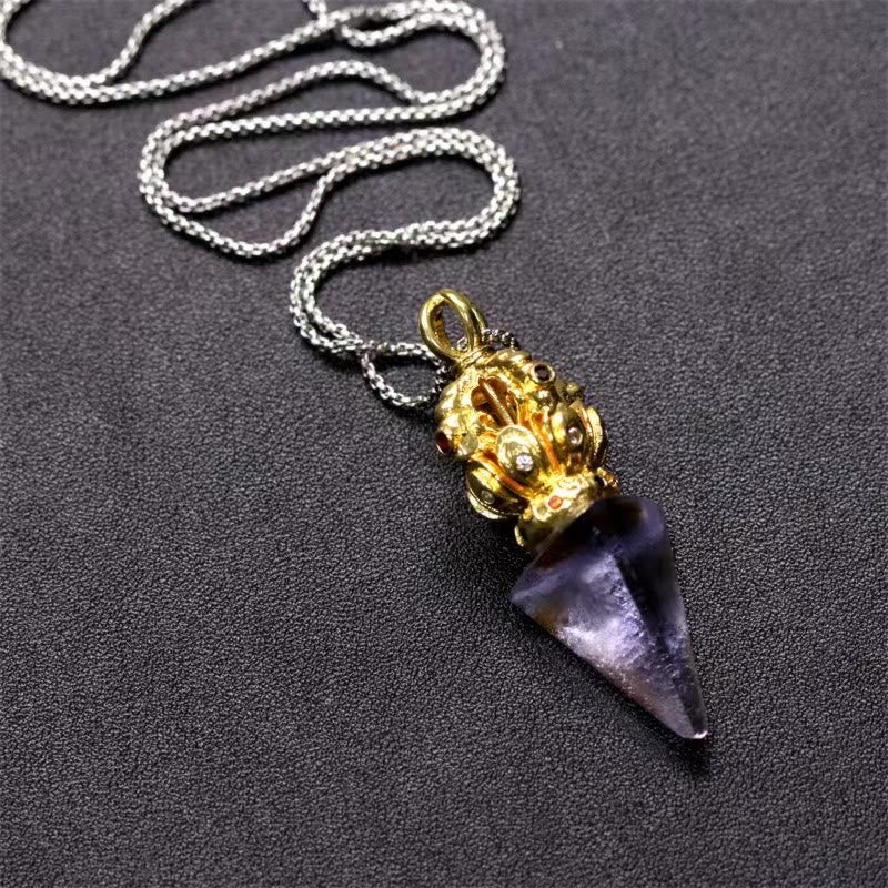 Buddha Stones tibetano Dorje Vajra 4 puntas Lotus Liuli cristal fuerza collar colgante - image 12