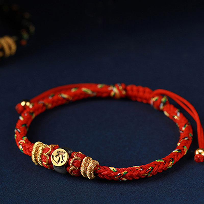 Pulsera de hilo trenzado de la suerte de plata con Buda natal del zodiaco chino de Buddha Stones