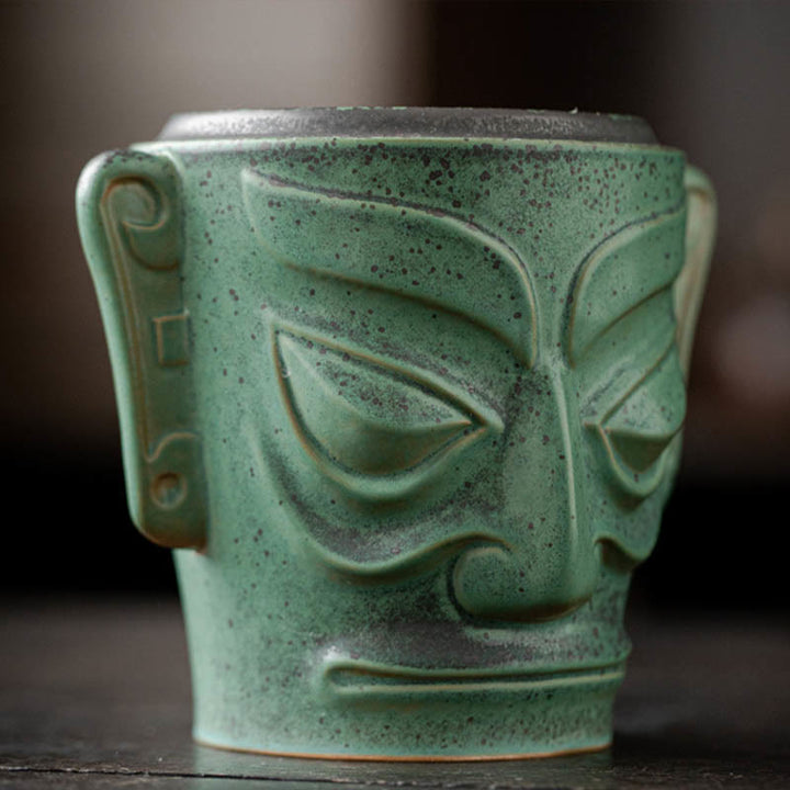 Buddha Stones Reliquias de la Edad de Bronce Máscara Sanxingdui Montículo de Tres Estrellas Quemador de Incienso curativo de cerámica