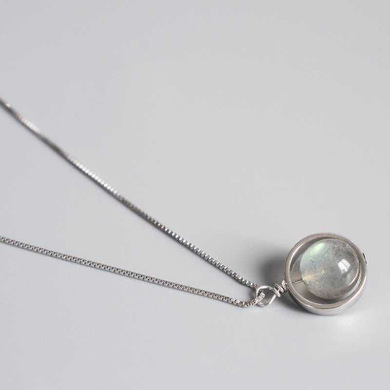 Collar con colgante giratorio con diseño de planeta del amor, piedra lunar de plata de ley 925 con Buddha Stones - image 11