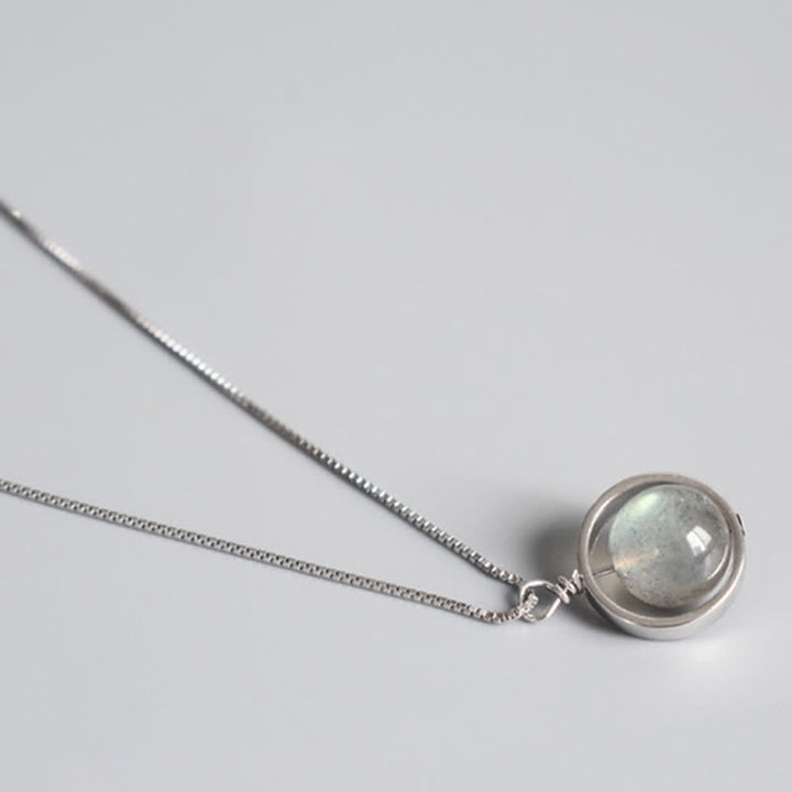Collar con colgante giratorio con diseño de planeta del amor, piedra lunar de plata de ley 925 con Buddha Stones - image 11
