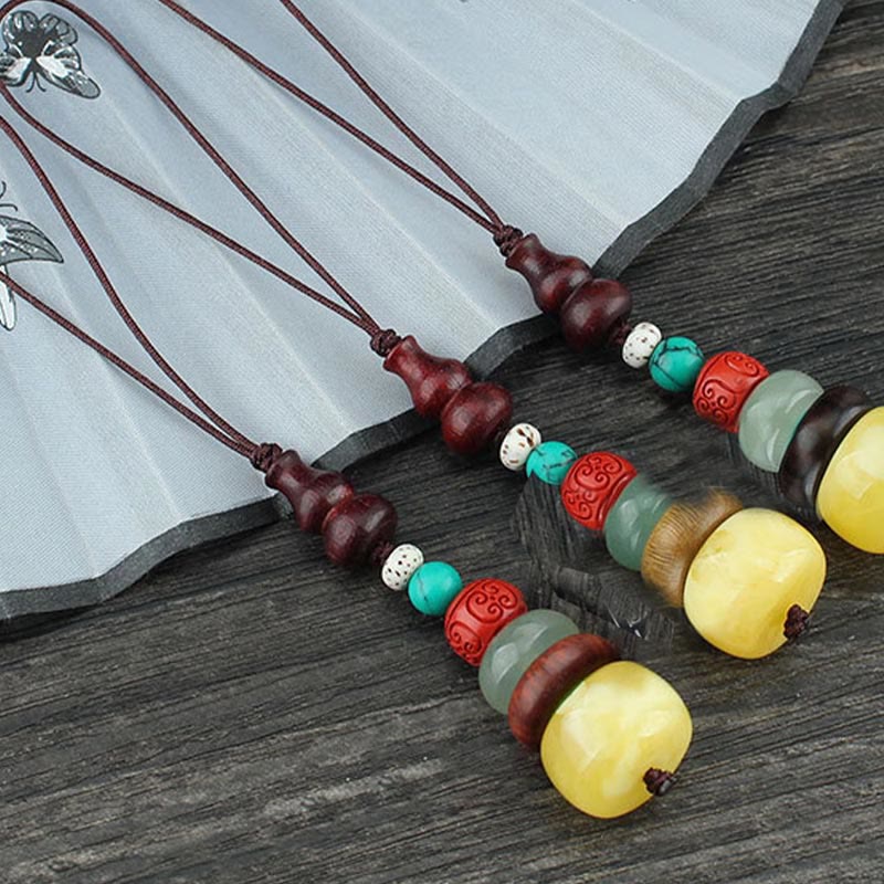 Calabaza de madera de ébano y sándalo verde, pagoda de siete capas, decoración positiva para colgar en el teléfono