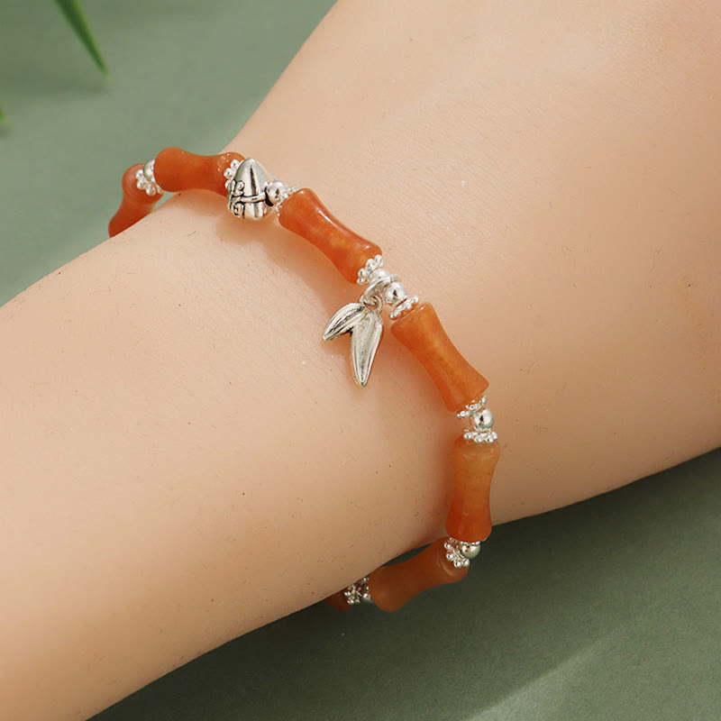 Buddha Stones Peridoto Jade Blanco Fresa Cuarzo Aventurina Verde Bambú Fu Carácter Suerte Pulsera