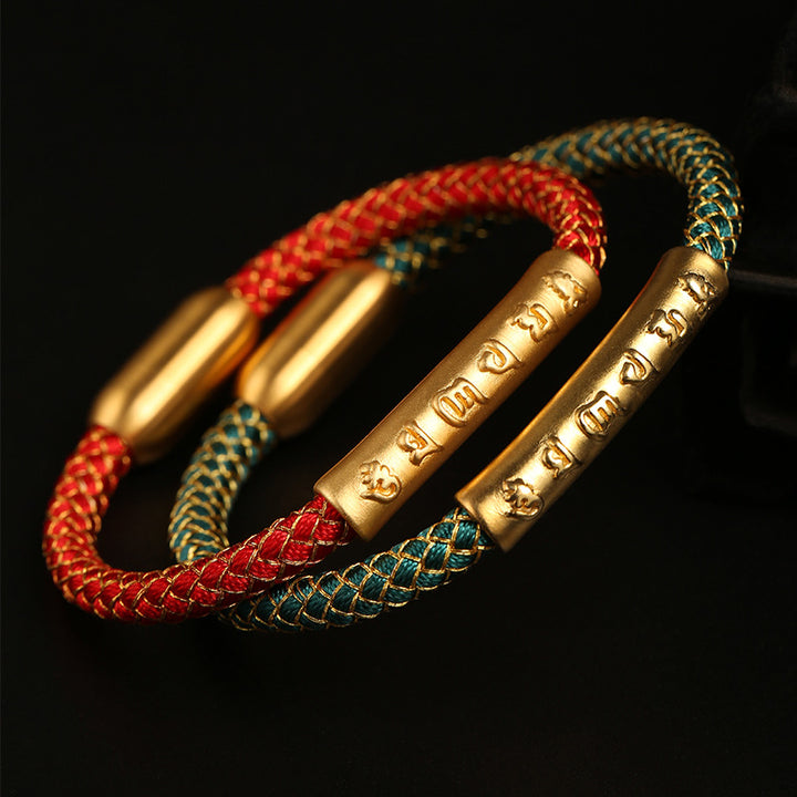 Pulsera con hebilla magnética trenzada a escala de dragón con protección Om Mani Padme Hum de plata de ley 999 hecha a mano con Buddha Stones