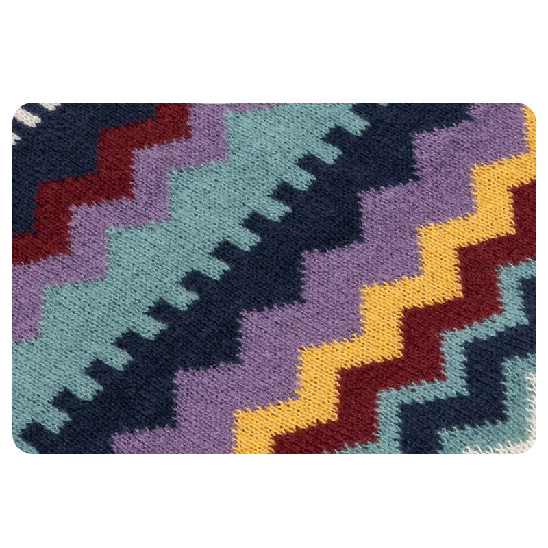 Mantón tibetano de Buddha Stones, bufanda de viaje acogedora de invierno con borlas de línea ondulada a rayas coloridas