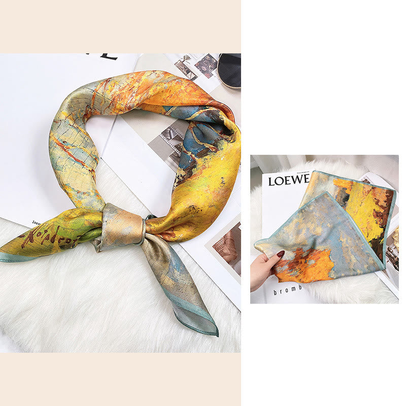 Buddha Stones escena pastoral globo aerostático flor de primavera 100% seda de morera cuello bufanda para el pelo - image 33