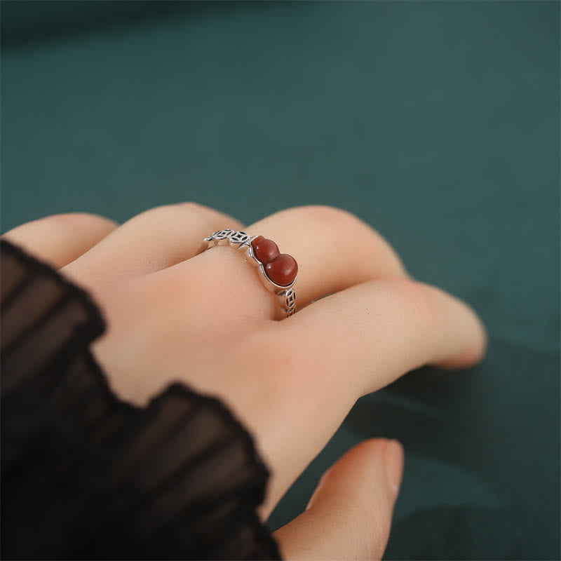 Anillo de autoaceptación de moneda de cobre con forma de calabaza de ágata roja de Plata de Ley 925 con Buddha Stones