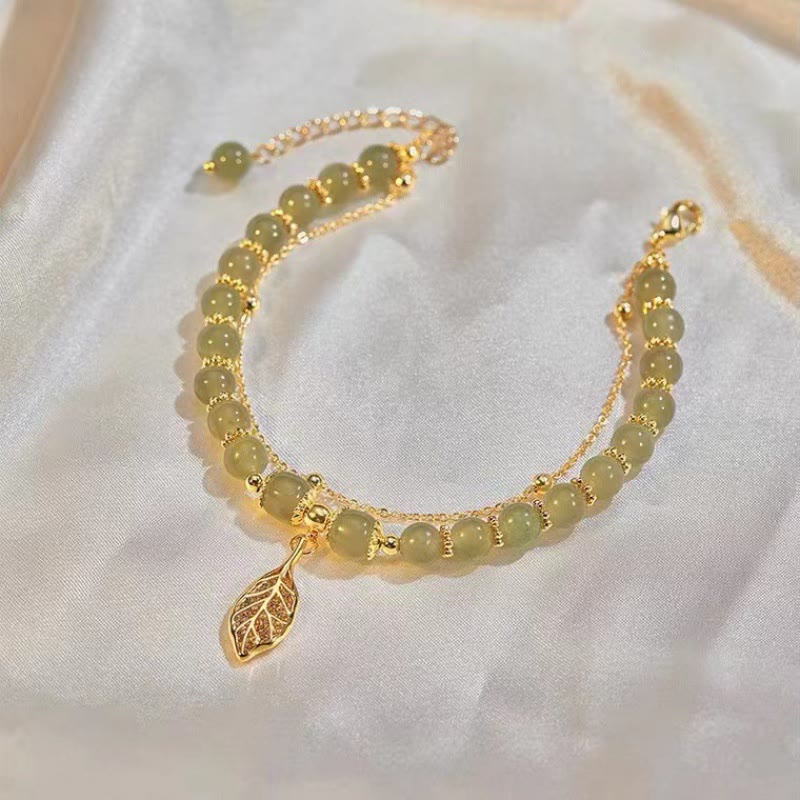 Pulsera con cuentas de la suerte, con Buddha Stones, hoja de jade, Ginkgo, tulipán, cacahuete, Fu - image 2