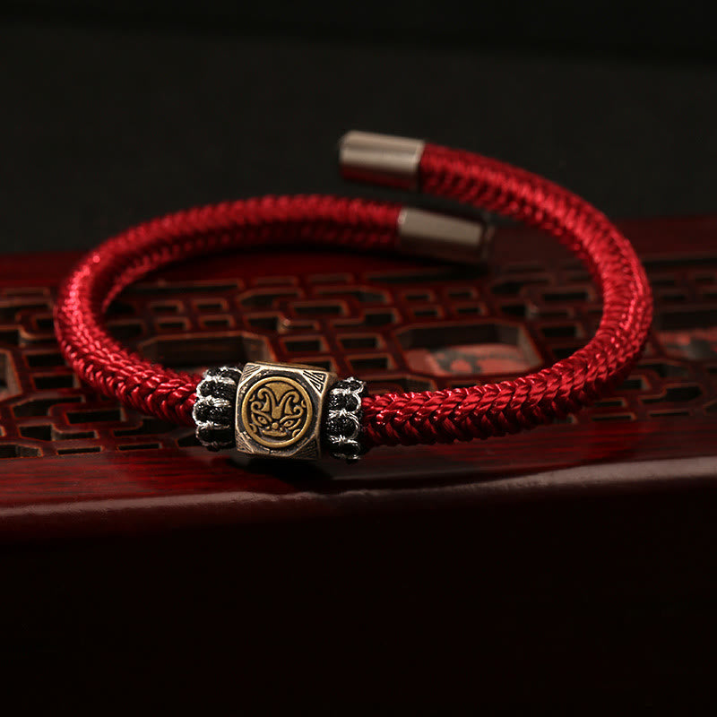 Pulsera de plata de ley 925 con Buddha Stones , nudo perfecto, nudo King Kong, fuerza de la fe