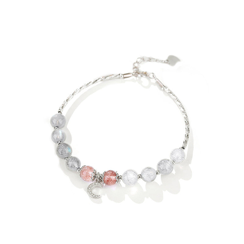 Pulsera con dije de luna de la suerte, piedra lunar, cuarzo fresa, Buddha Stones - image 7
