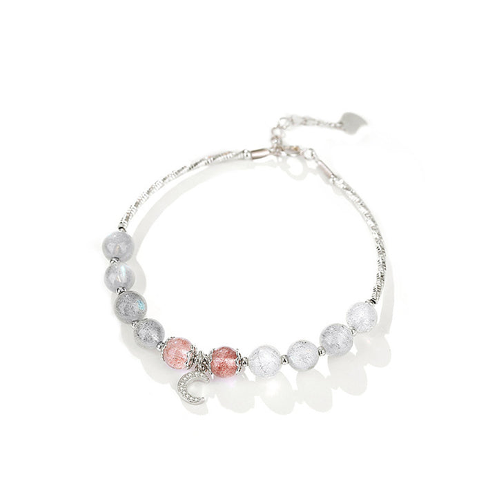 Pulsera con dije de luna de la suerte, piedra lunar, cuarzo fresa, Buddha Stones - image 7