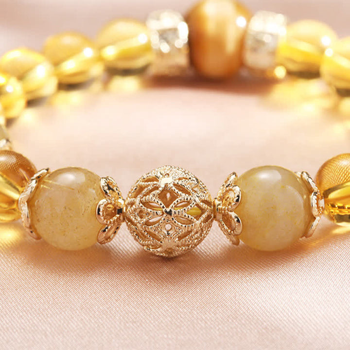 Pulsera con cuentas de prosperidad y generosidad de citrino con Buddha Stones
