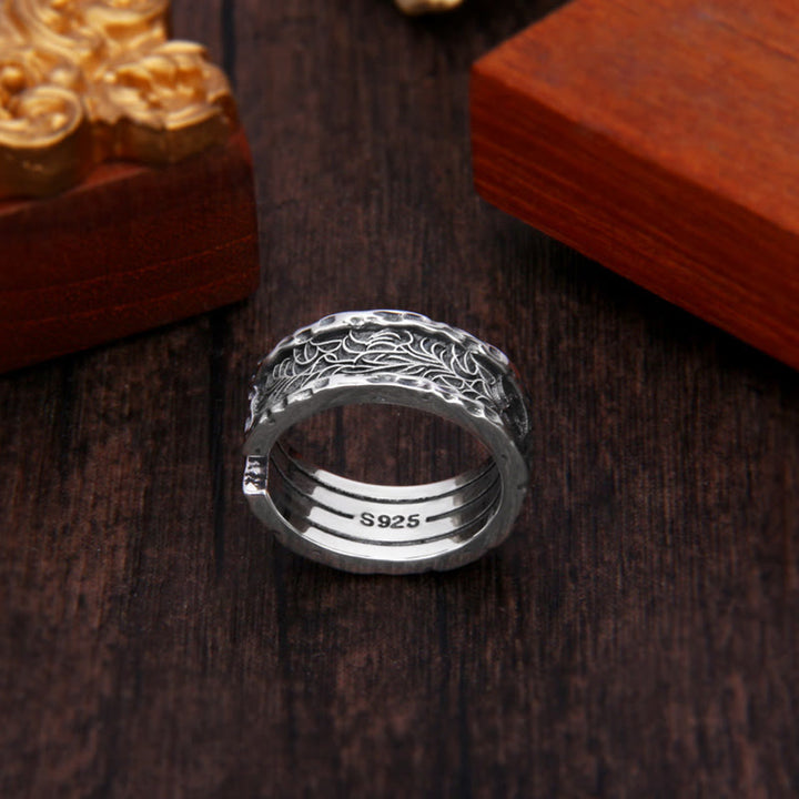 Anillo ajustable de plata de ley 925 con diseño de flor retro de la dinastía Tang