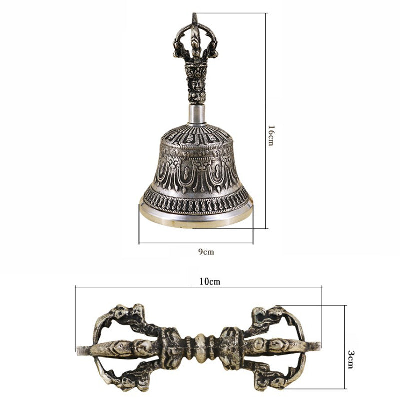 Juego de decoración de cobre con Buddha Stones, campana de meditación tibetana y Vajra Dorje