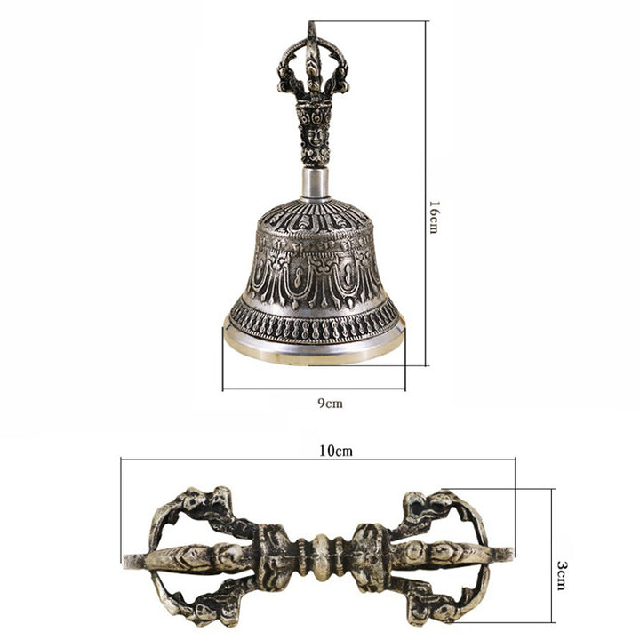 Juego de decoración de cobre con Buddha Stones, campana de meditación tibetana y Vajra Dorje