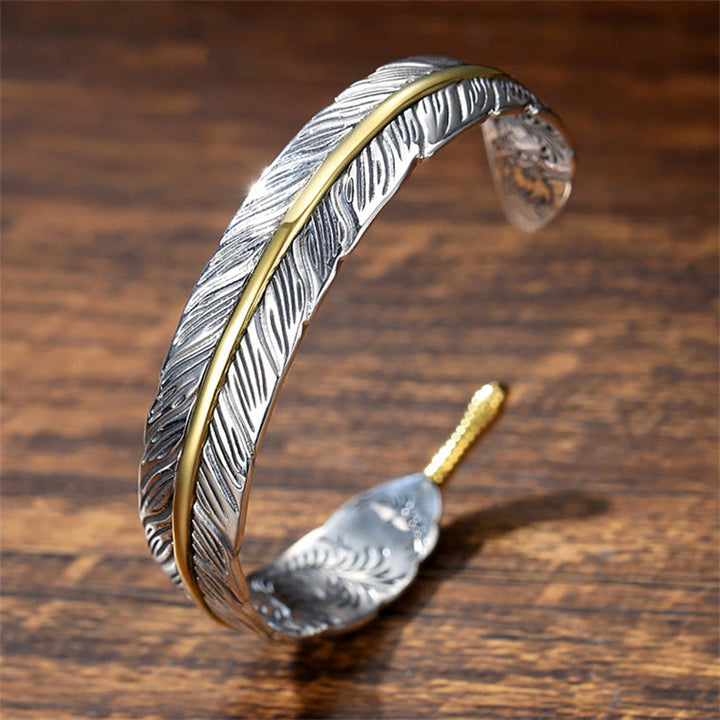 Brazalete con diseño de plumas y Buddha Stones, pulsera tallada de la suerte y la riqueza