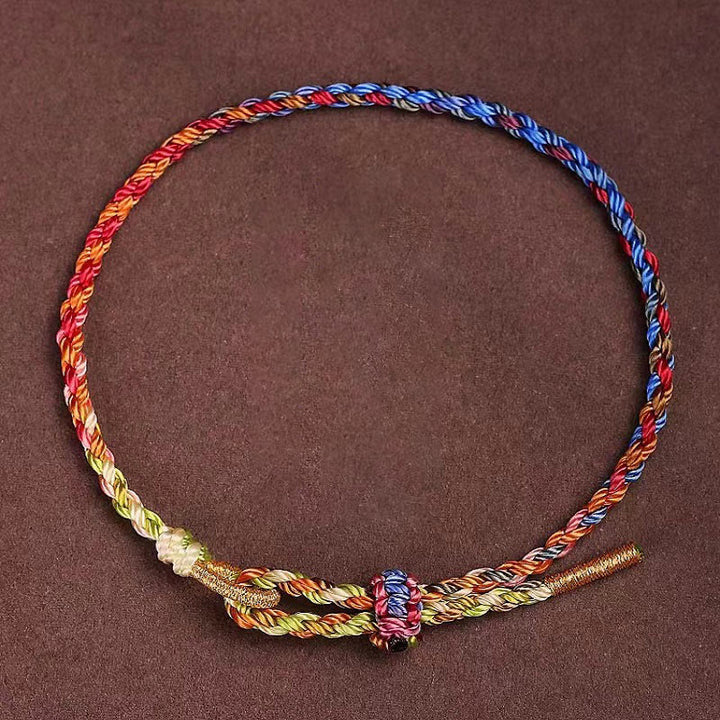 Pulsera para niño y adulto con Buddha Stones, hecha a mano, con cuerda colorida y suerte