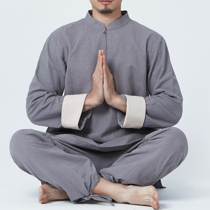 Conjunto de ropa de lino y algodón para hombre con Buddha Stones, meditación espiritual, zen, yoga y oración