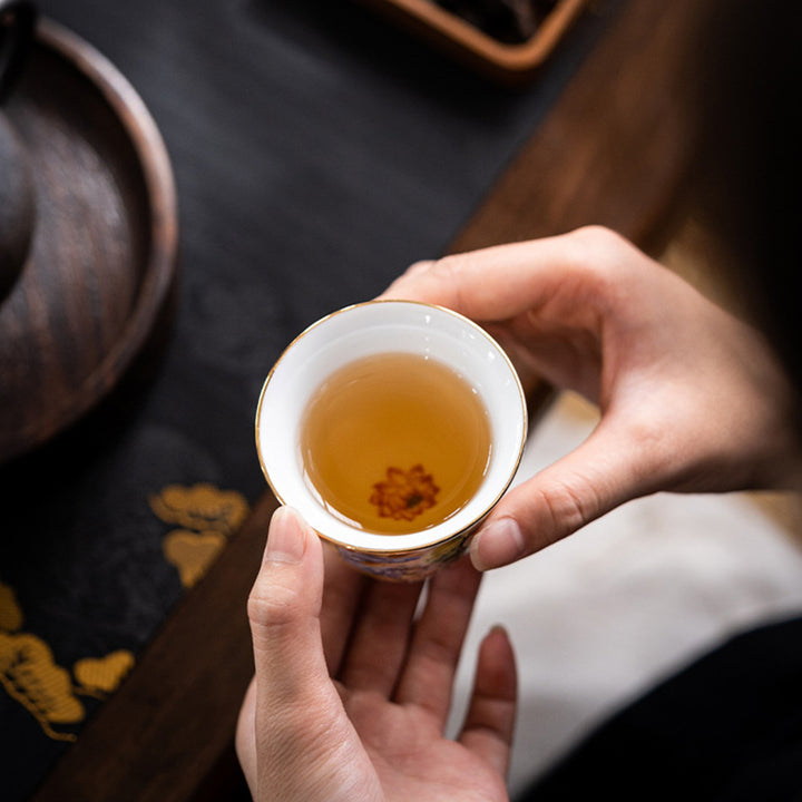 Taza de té de Kung Fu con Buddha Stones, Color Dunhuang, Apsaras voladoras