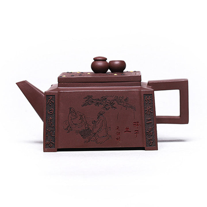 Buddha Stones Yixing, todo hecho a mano, Gomoku, juego de ajedrez, tetera cuadrada de Kung Fu de arcilla púrpura, 280ml