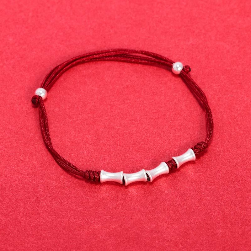 Pulsera trenzada de la suerte con diseño de bambú de plata de ley 925 con Buddha Stones
