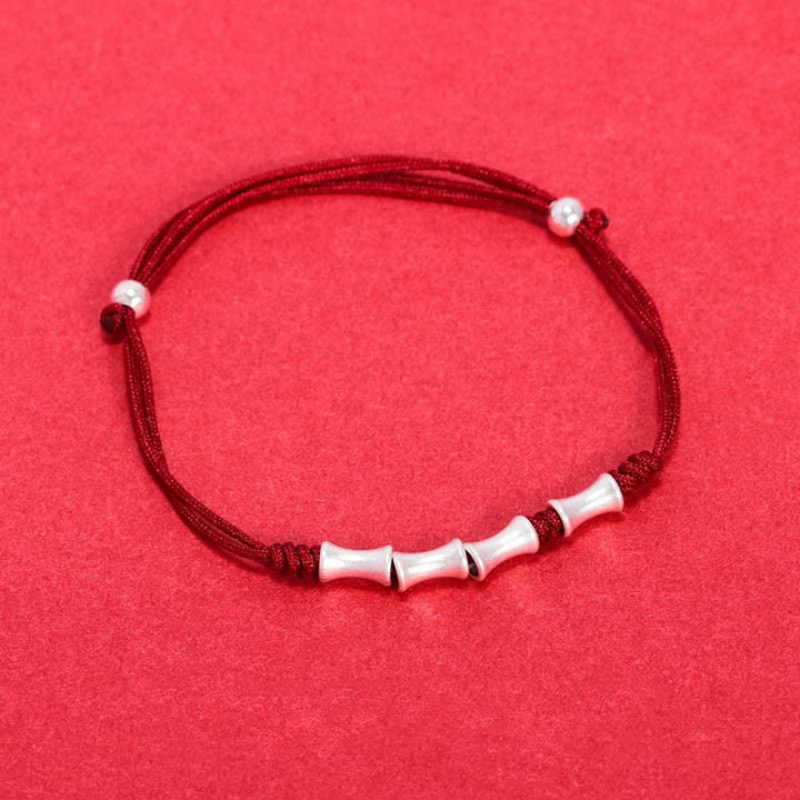 Pulsera trenzada de la suerte con diseño de bambú de plata de ley 925 con Buddha Stones