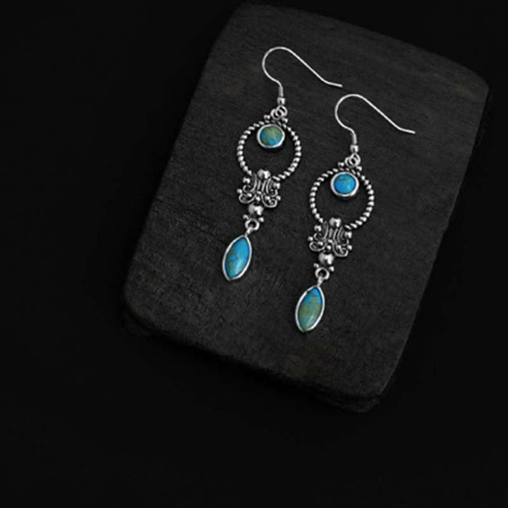 Buddha Stones de plata de ley 925 con gancho, baño de cobre vintage y turquesa con diseño de gota de agua. - image 5