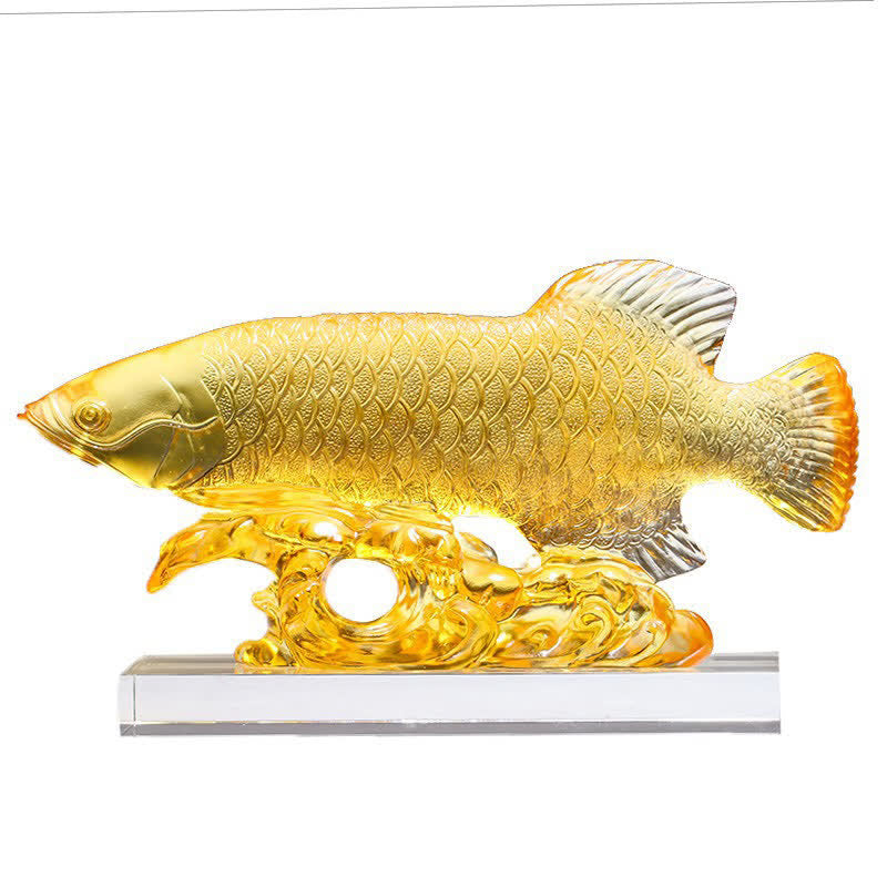 Pieza de arte hecha a mano de Liuli Crystal Koi Fish, decoración para el hogar y la Oficina