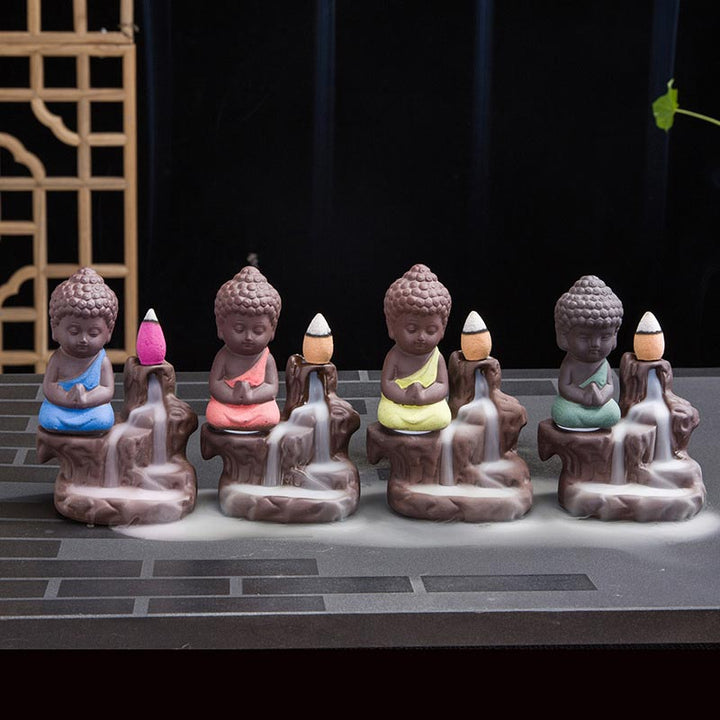 Quemador de incienso de bendición de cerámica, fuente de humo de reflujo de Buddha Stones , decoración