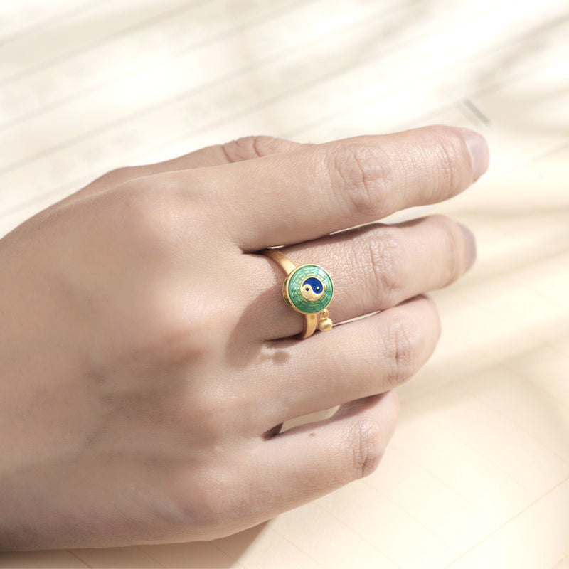 Anillo giratorio de cobre y riqueza y suerte Yin Yang