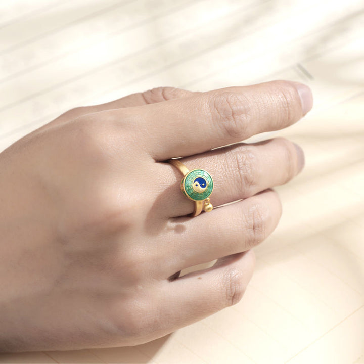 Anillo giratorio de cobre y riqueza y suerte Yin Yang