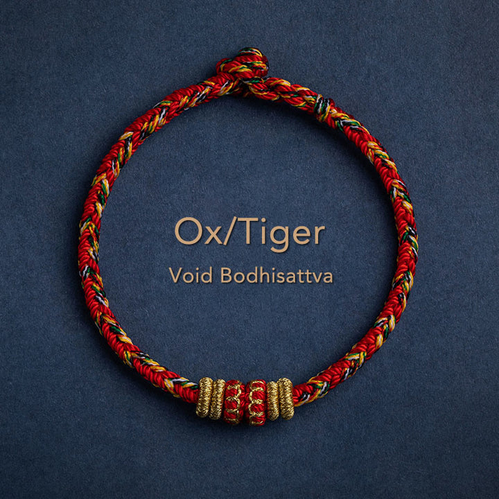 Pulsera de cuerda trenzada de fuerza de la suerte del Buda Natal del zodíaco chino hecha a mano del Tíbet con Buddha Stones