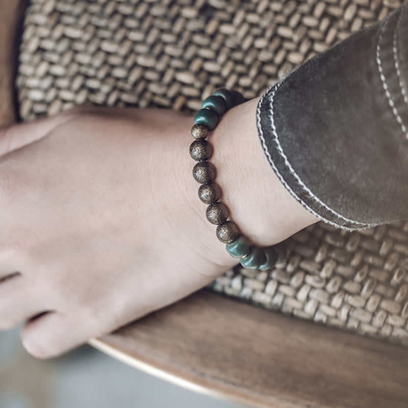 Pulsera de éxito de cobre con semillas de Bodhi cian tibetano