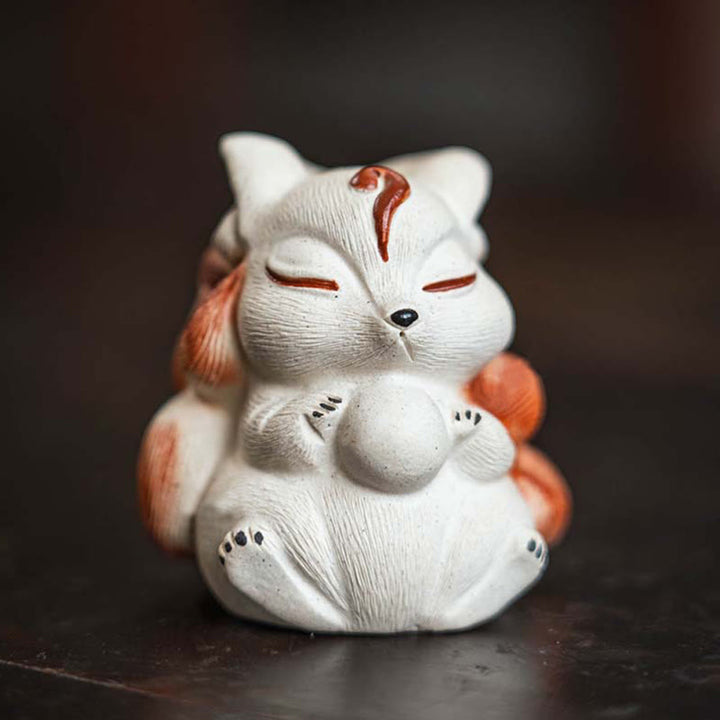 Mini Buddha Stones , arcilla morada, decoración de escritorio de la suerte