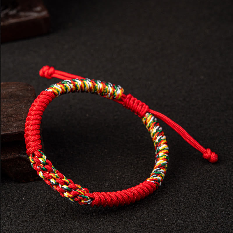 Pulsera de cuerda trenzada de la suerte con nudo King Kong colorido hecho a mano tibetano con Buddha Stones