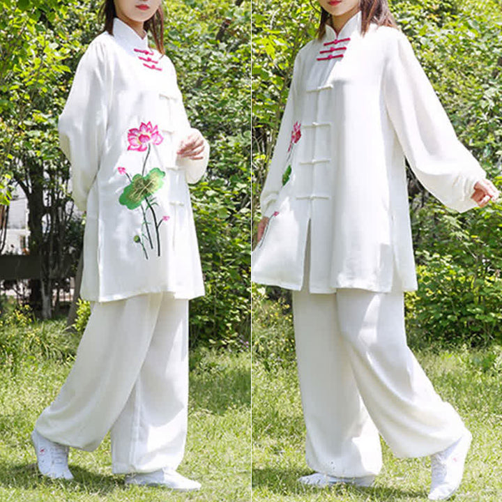 Conjunto de ropa para mujer con diseño de hojas y flores de loto y piedras de Buddha Stones para meditación, tai chi, oración y práctica espiritual zen - image 11