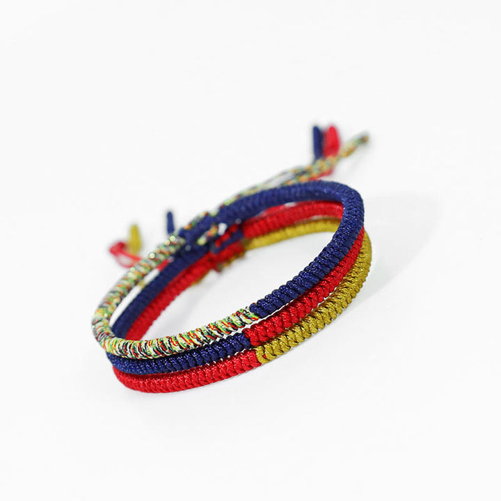 Pulsera de hilo de dos colores trenzada con protección de la fe, nudo King Kong multicolor hecho a mano con Buddha Stones del Tíbet