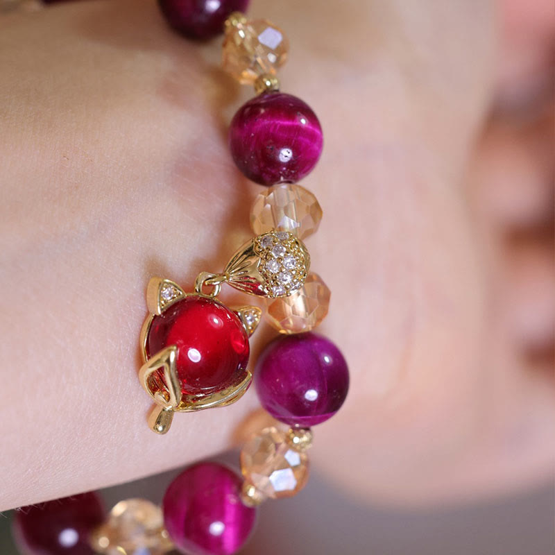 Pulsera de confianza en uno mismo con protección de zorro PiXiu y ojo de tigre rojo de Buddha Stones - image 2