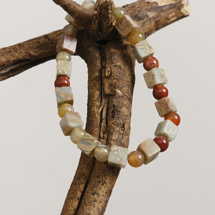 Pulsera de protección de ágata jaspe de sedimento marino de piedra natural de Buddha Stones