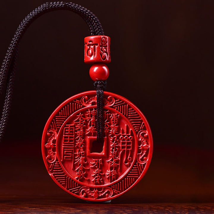 Buddha Stones cinabrio Natural fantasmas de montaña gastar dinero Bagua bendición collar colgante llavero
