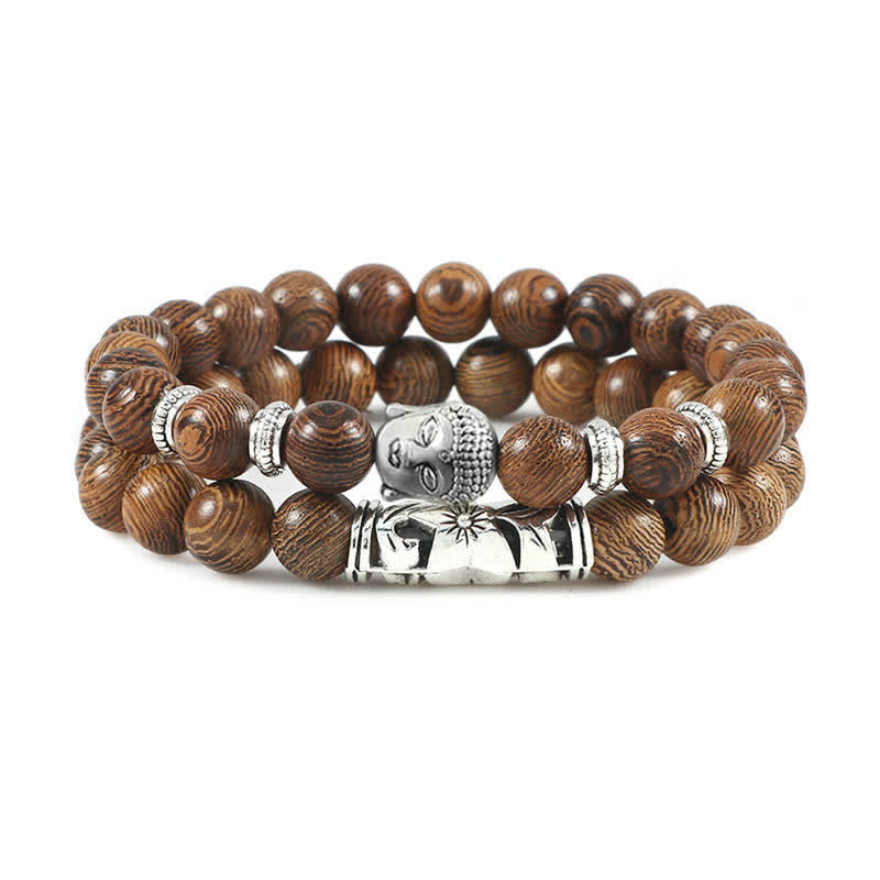 Pulsera de protección de Buda de ágata de cristal Natural, 2 uds., Buddha Stones