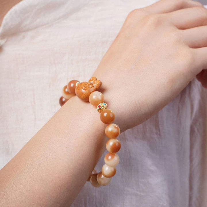 Pulsera de la paz del conejo encantador de la semilla de Bodhi natural de las Buddha Stones
