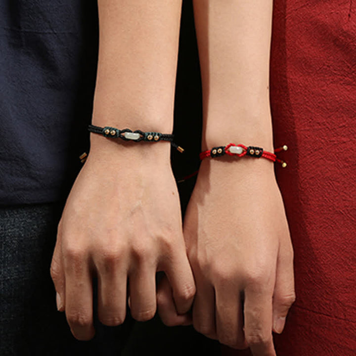 Pulsera de hilo de riqueza de abundancia de jade con hebilla de paz redonda con Buddha Stones