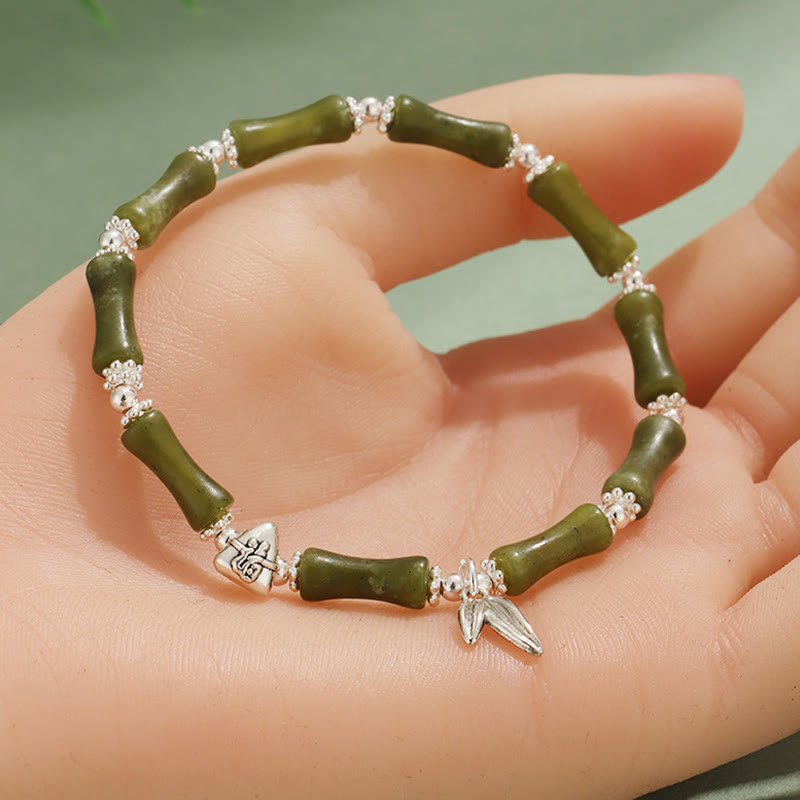 Buddha Stones Peridoto Jade Blanco Fresa Cuarzo Aventurina Verde Bambú Fu Carácter Suerte Pulsera